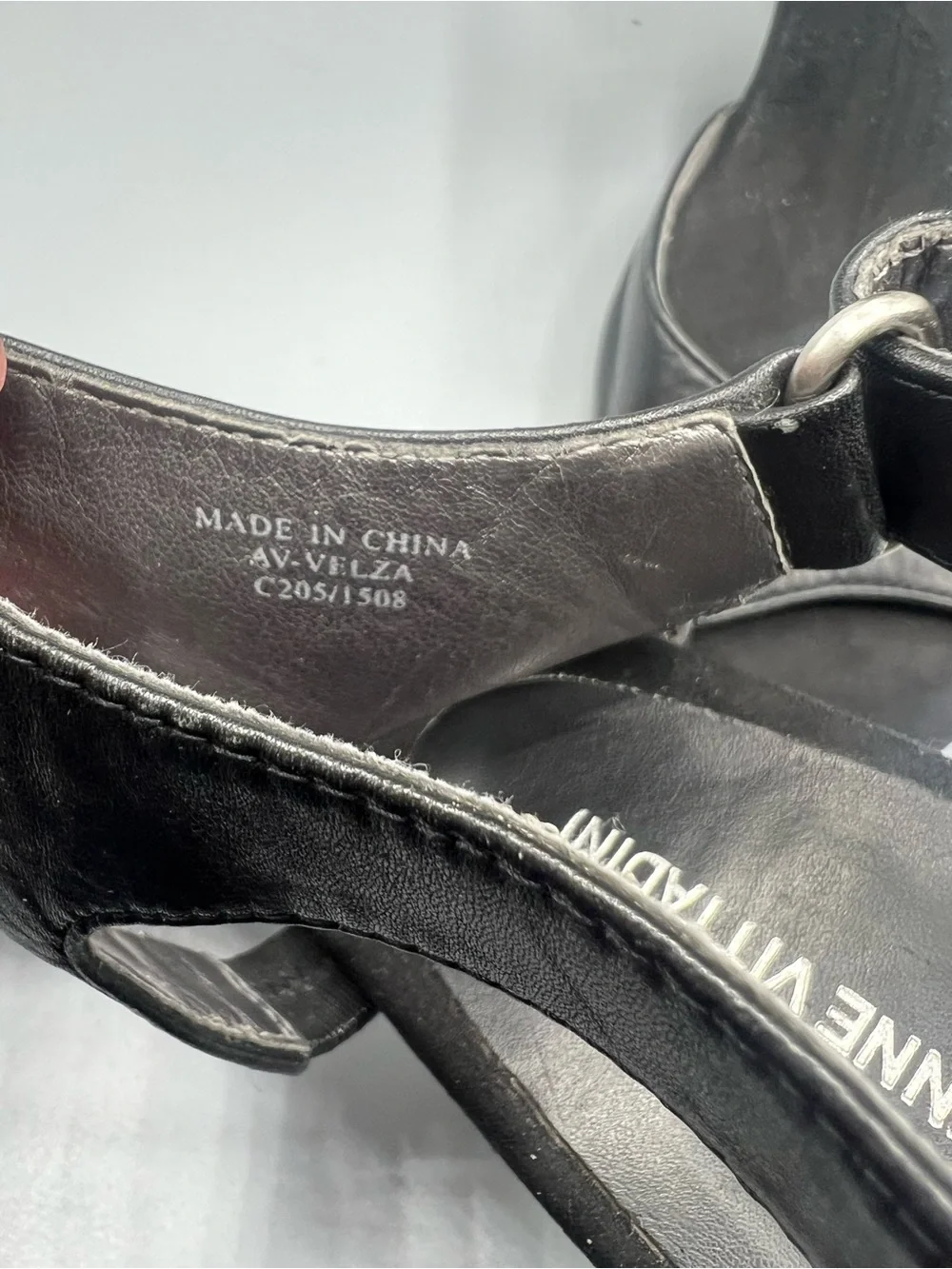 Adrienne Vittadini Black Leather Open Toe d'Orsay Heels